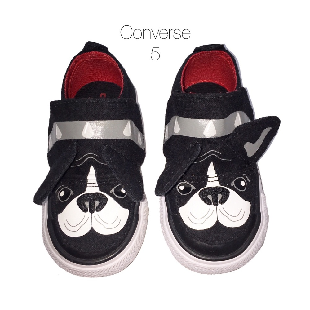 Converse Black Boston Terrier Tennis Shoes 5